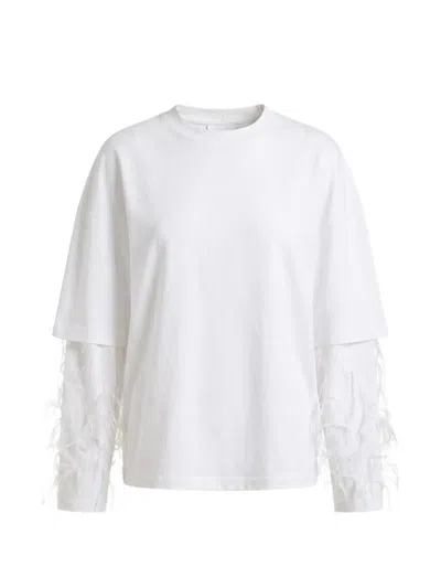 Darkpark Troy Feather-trim Layered-sleeve Sweatshirt In White