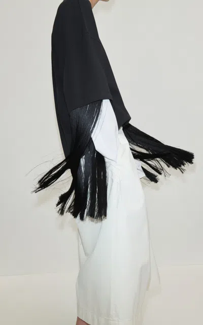 Darkpark Troy Fringed Cotton Top In Black
