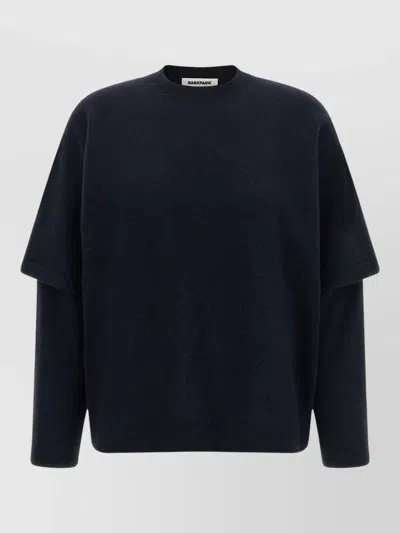 Darkpark Troy Relaxed Crew Neck Ribbed Hem Sweater In Black