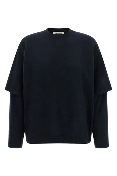 Darkpark Troy Relaxed Crew Neck Ribbed Hem Sweater In Black