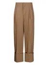 Darkpark Tailored Pleated Cuff Pant In Brown