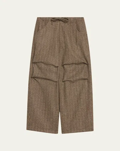 Darkpark Vit Herringbone Drawstring Pants In Brown/beige