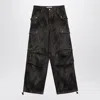 Darkpark Washed Cargo Jeans Drawstring Hem In Brown