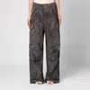 Darkpark Washed Cargo Jeans Drawstring Hem In Nero