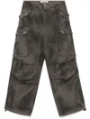 Darkpark Washed Cargo Jeans Drawstring Hem In Grey