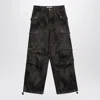Darkpark Washed Cargo Jeans Drawstring Hem In Brown