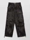 Darkpark Washed Cargo Jeans Drawstring Hem In Brown