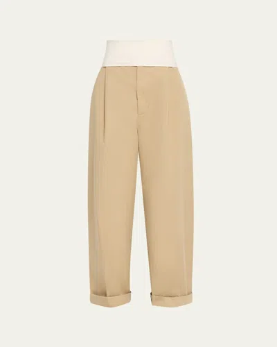 Darkpark Wendy Elastic Waist Wide-leg Trousers In Brown