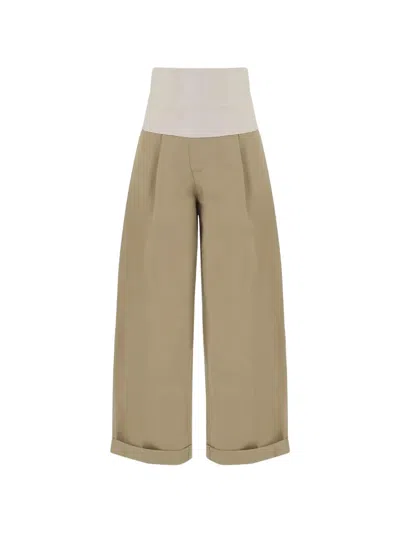 Darkpark Wendy Pleated Turn-up Trousers In Green