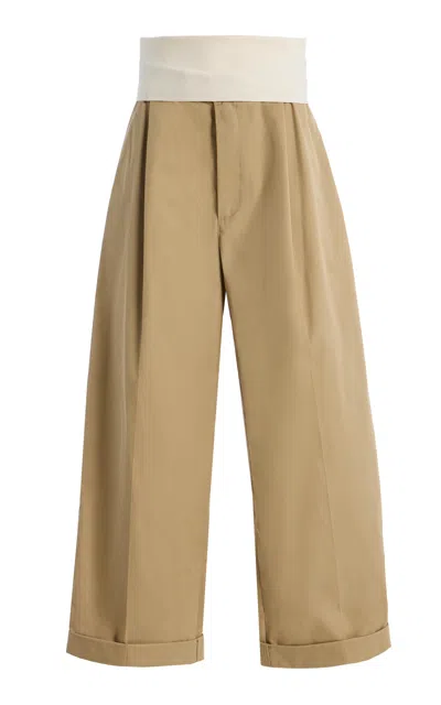 Darkpark Wendy Wide-leg Cotton Trousers In Brown