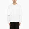 DARKPARK WHITE COTTON T-SHIRT WITH DOUBLE SLEEVES