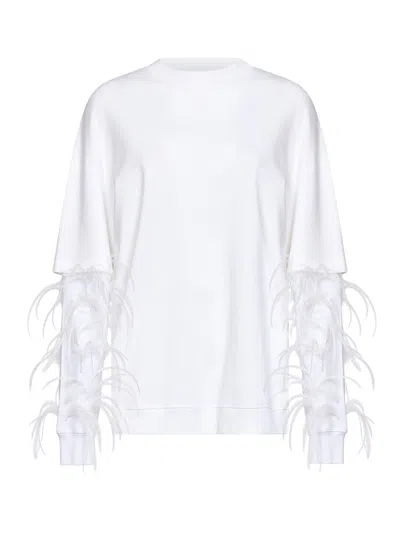 Darkpark White Cotton Troy T-shirt With Double Sleeve And Feathers