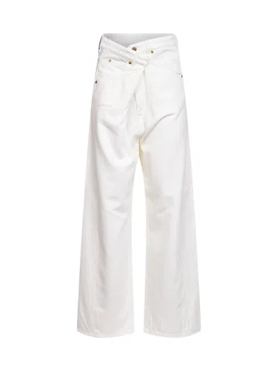 Darkpark White Denim Ines Fold Over Waist Jeans