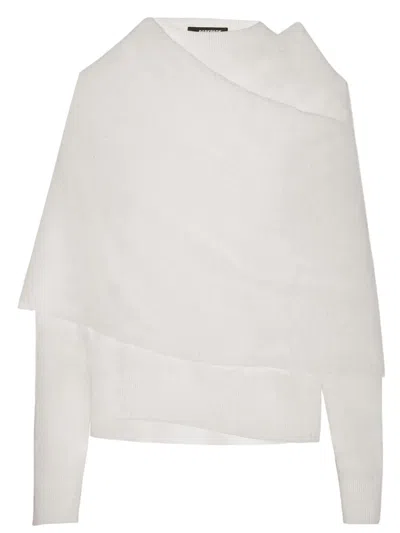 Darkpark White Draped Wool Cashmere-blend Sweater