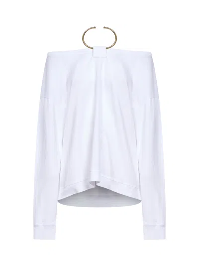 Darkpark White Jersey Erin Off-the-shoulder T-shirt With Necklace
