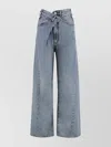 Darkpark Wide-leg Jeans With Metal Accents In Blue