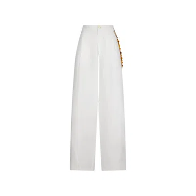Darkpark Wide Leg With Beaded Detailing Trousers In White