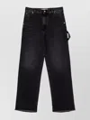 Darkpark Wide Washed Denim Jeans With Frayed Hem In Black