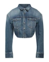 Darkpark Round Hem Cropped Denim Shirt In Blue