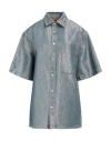 Darkpark Short Sleeved Lurex Denim Blend Shirt In Blue