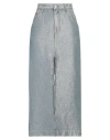 Darkpark Lurex Denim Skirt With Vintage Effect In Blue