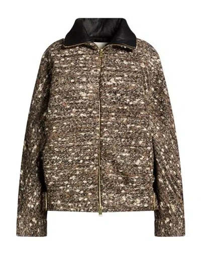 Darkpark Woman Jacket Khaki Size S Virgin Wool, Polyester, Lambskin In Sand