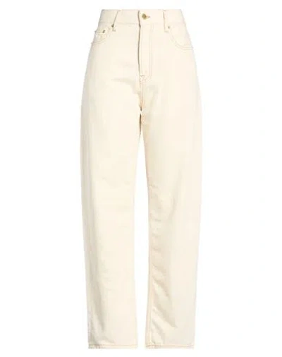 Darkpark Woman Jeans Beige Size 27 Cotton, Lyocell In White