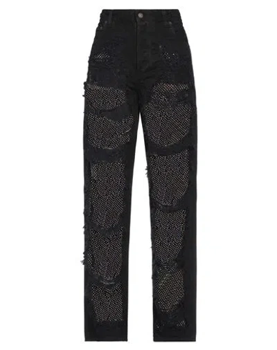 DARKPARK DARKPARK WOMAN PANTS BLACK SIZE 26 COTTON, POLYESTER, GLASS, ELASTANE