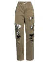 Darkpark Woman Pants Military Green Size 4 Cotton, Polyester In Green