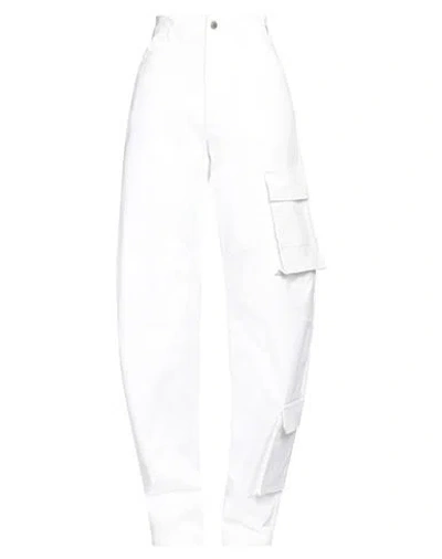 Darkpark Woman Pants White Size 25 Cotton, Elastane
