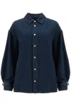 Darkpark Keanu Ruched Denim Shirt In Blue