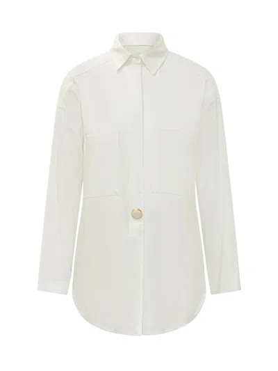 Darkpark White Relaxed Solid Shirt In Brown