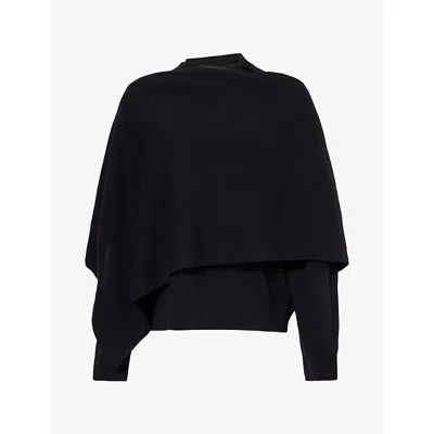 Darkpark Womens Addison Cashmere And Merino-wool Knit Scarf Top Black