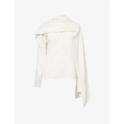 Darkpark Womens Addison Scarf Wool-blend Knit Top White