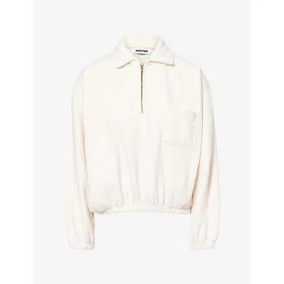 Darkpark Womens Alva Crop Fleece Sweatshirt Off White Xs