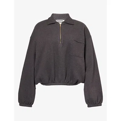 Darkpark Womens Alva Cropped Half-zip Cotton Jumper Dark Grey
