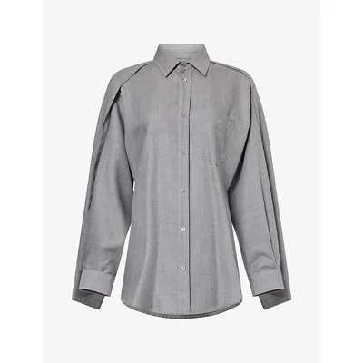 Darkpark Womens Anne Tailored Wool Shirt Grey In Gray