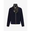 Darkpark Womens Anya Cashmere And Wool Leather Collar Bomber Jacket Blue Navy