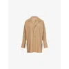 Darkpark Womens Camel Jodie Notch-lapel Cotton-blend Shirt In Beige