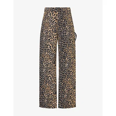 Darkpark Lisa Loose-fitting Leopard-print Carpenter Jeans In Brown