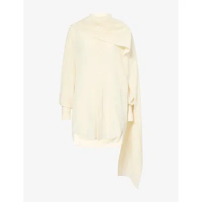 Darkpark Womens Georgia Detachable Scarf Cashmere And Wool Shirt Winter White Xs In Neutral