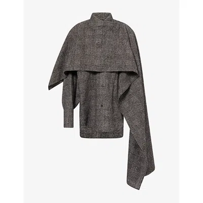 Darkpark Womens Georgia Detachable Scarf Wool Shirt Black Grey