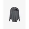 Darkpark Womens Grey Melange Georgia Detachable-scarf Wool Shirt Xs In Gray