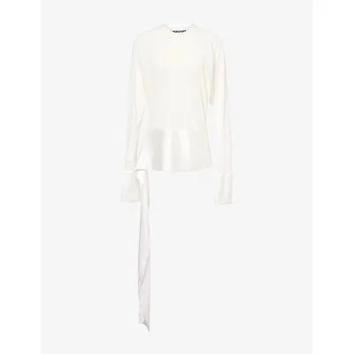 Darkpark Womens Luna Asymmetric Detail Jersey Top White