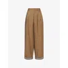 Darkpark Womens Mustard Danielle Wide-leg Linen And Cashmere-blend Trousers In Brown