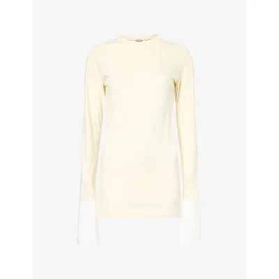 Darkpark Womens Nora Crew-neck Cotton-jersey Top Ivory Xs In Yellow