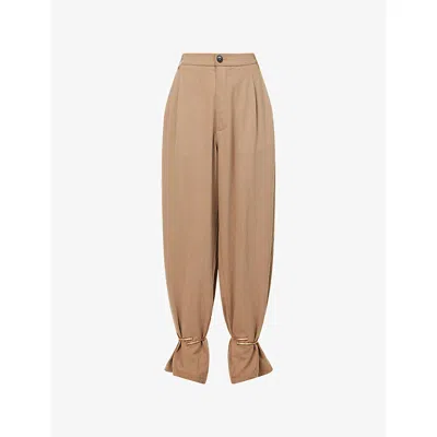 Darkpark Womens Beige Phebe Cuffed Wide-leg Wool-blend Trousers In Sand