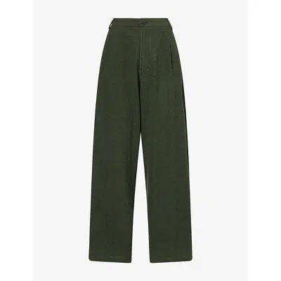 Darkpark Womens Phebe Wide-leg Cashmere And Wool Trousers Green