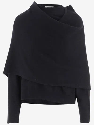 Darkpark Wool And Cashmere Sweater With Draping In Black
