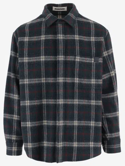 Darkpark Wool-blend Shirt With Classic Collar And Check Pattern In Black